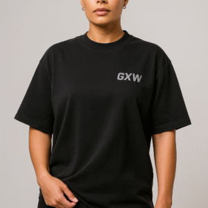 GYMXWEAR Ladies Washed Black Oversized T-Shirt