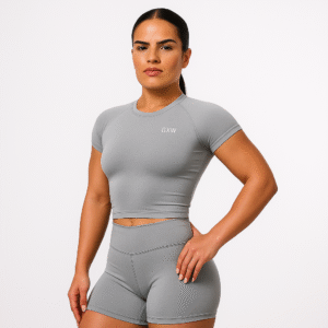GXW Elevate Seamless Smoke Grey Midi Cap Sleeve T Shirt