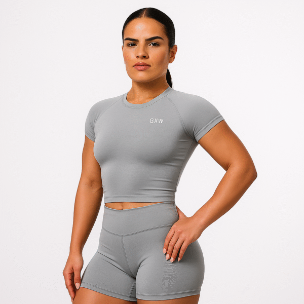 GXW Elevate Seamless Smoke Grey Midi Cap Sleeve T Shirt